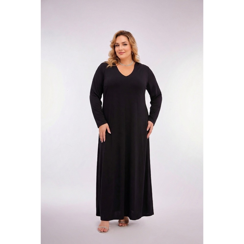 Alexia Admor V-Neck Long Sleeve Maxi Dress Black Plus Size 3X Excellent